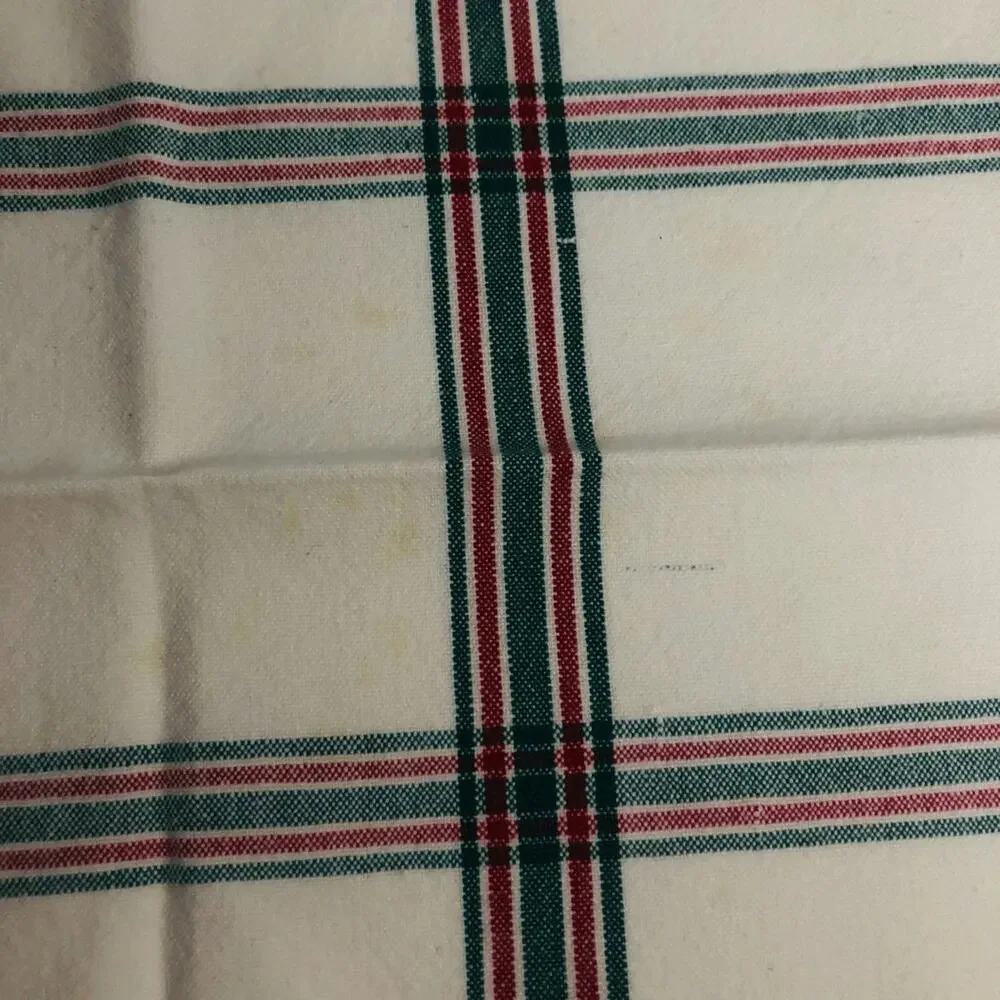 vtg 90s christmas napkins pine tree plaid‎ cabin cozy dinner 14.5 inch cloth
